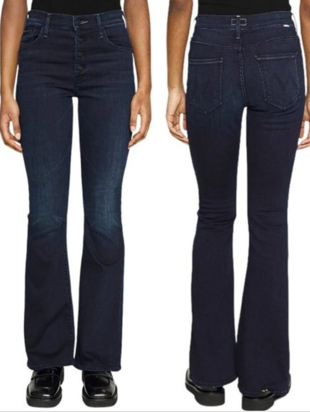 Mother The Pixie Weekender Night Tripper Flare Dark Wash Denim Jeans Size 31